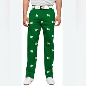 Loudmouth Golf Pants Mens 36 X 34 Green Shamrock Irish St Patrick's Day Celtics